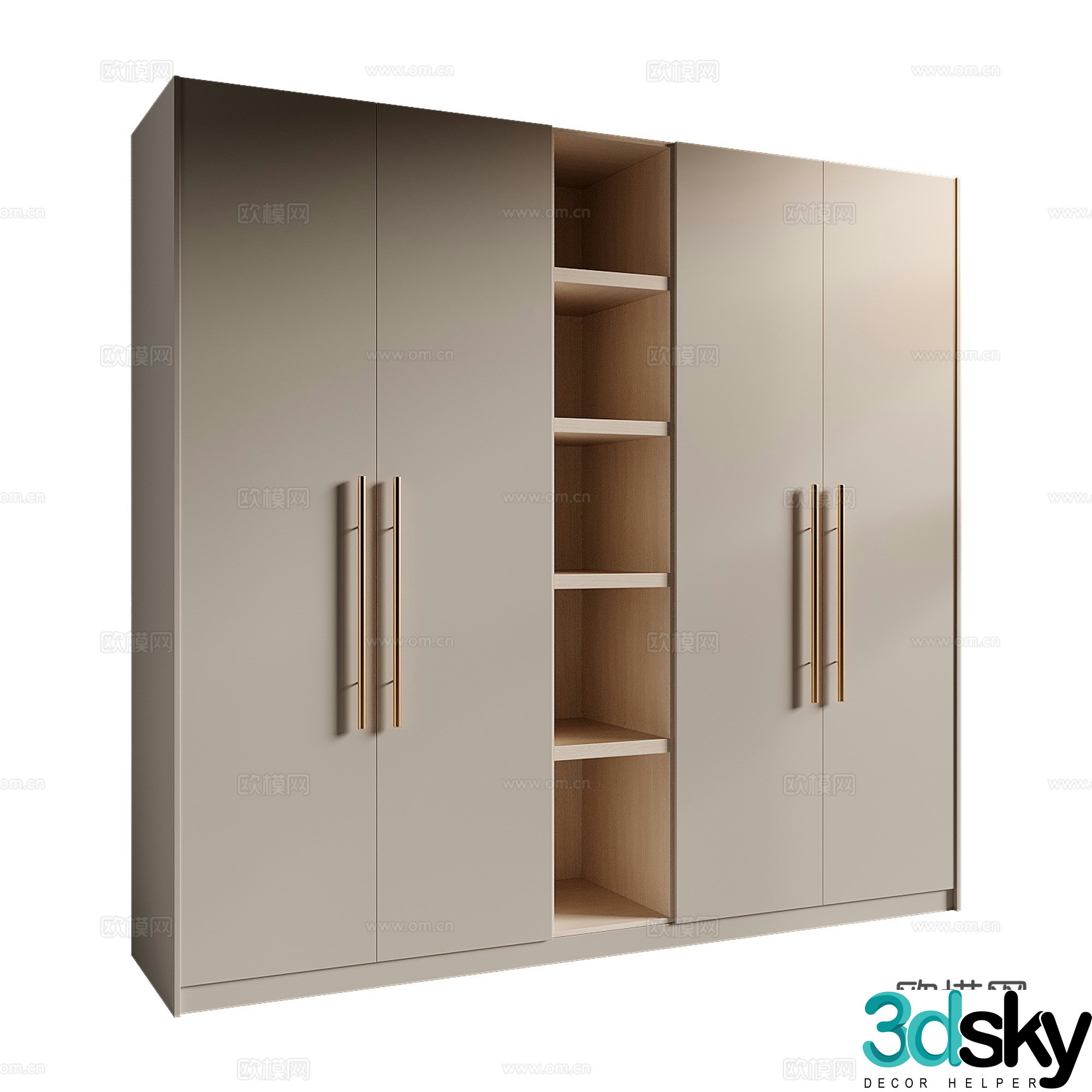 Modern Italian minimalist door wardrobe 3D model