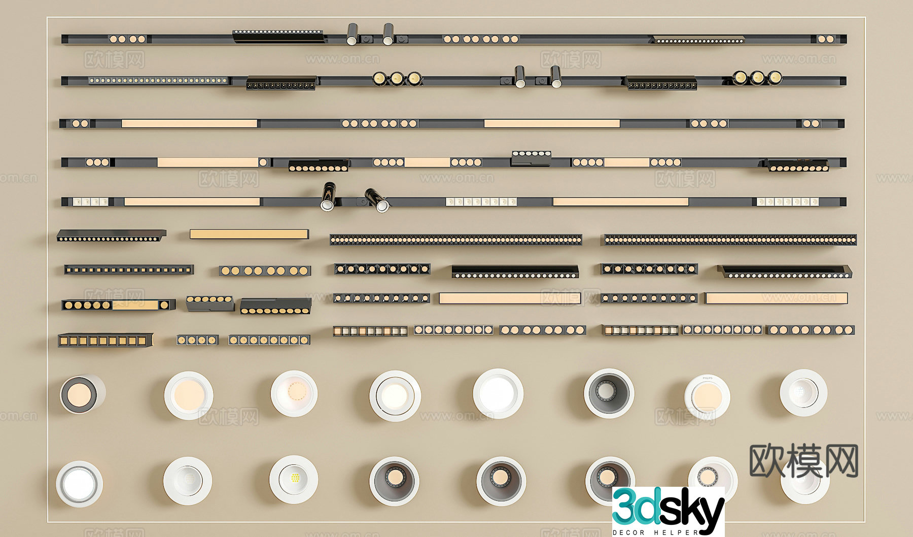 Track spotlight downlight linear lamp embedded downlight magnetic spotlight 3D model