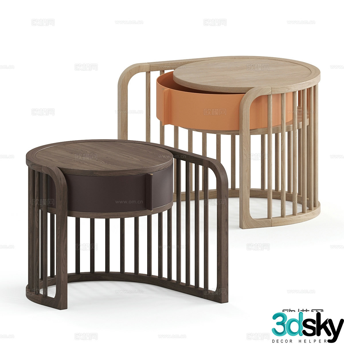 New Chinese Solid Wood Pianca Palu Bedside Table 3D Model