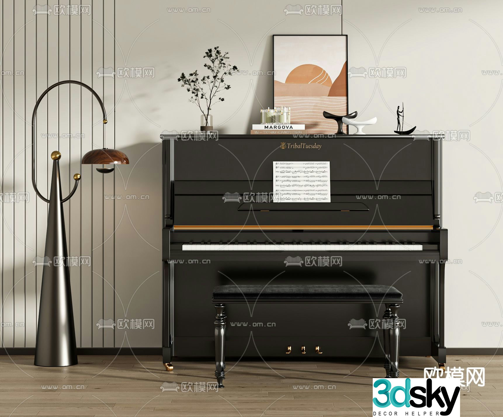 modern piano 3d model