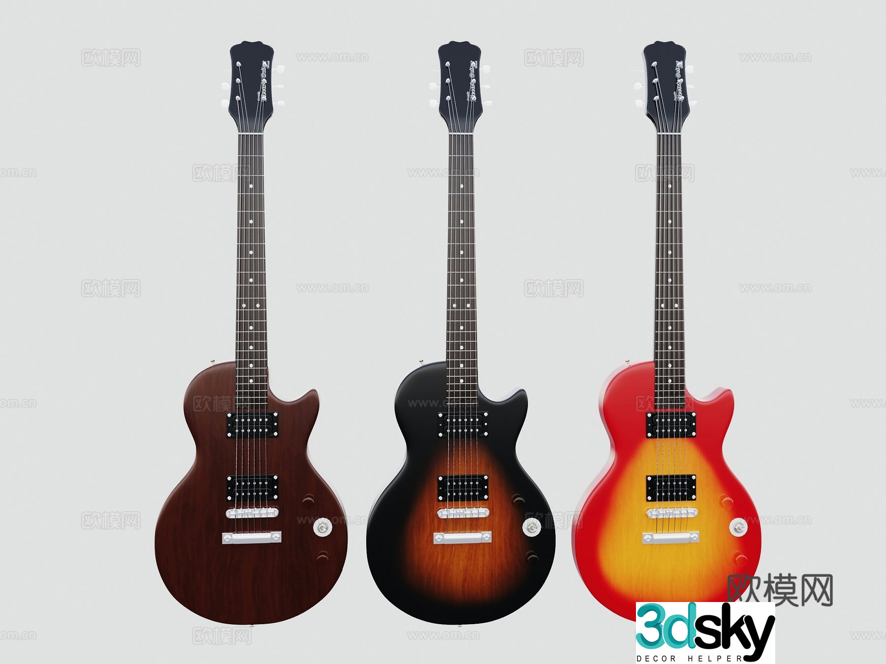 Modern guitar modern musical instrument rock guitar music equipment 3d model