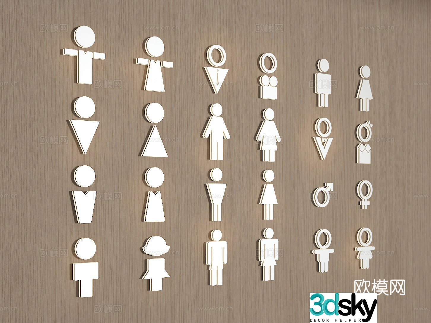 3D model of bathroom guide sign