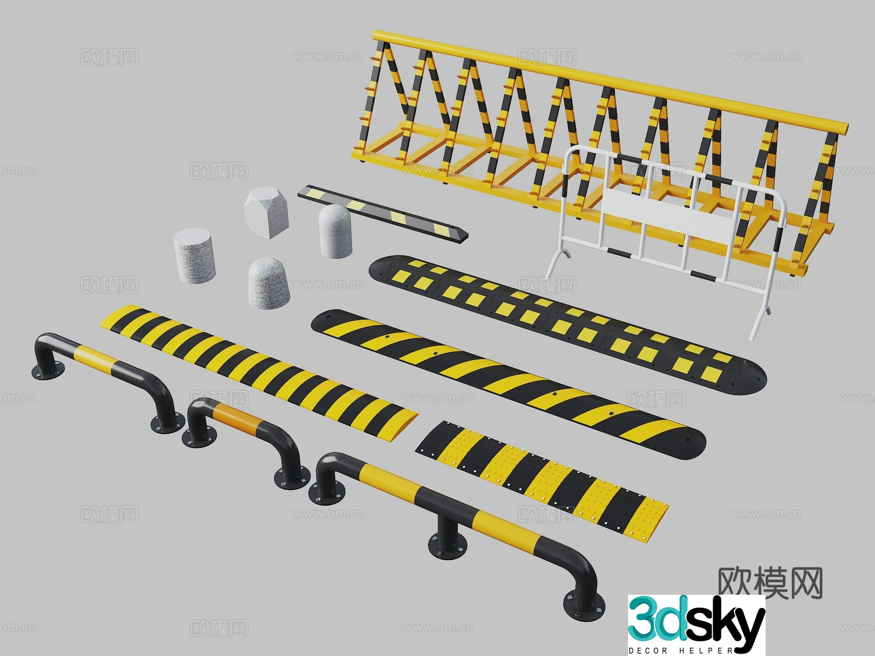 Car block, car block, ice cream cone, speed bump, parking equipment, traffic accessories, modern parking block 3d model