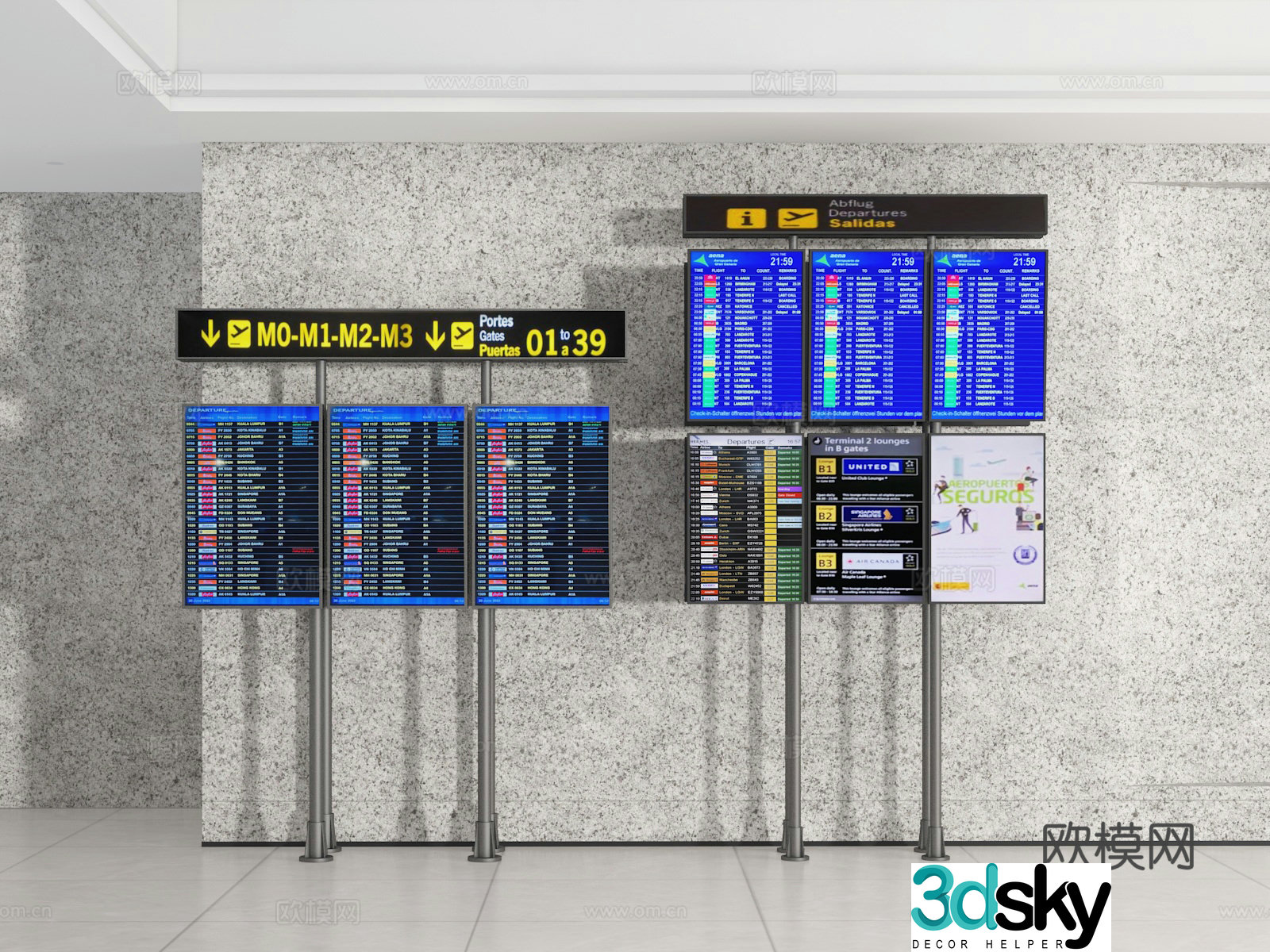 Airport timetable 3d model