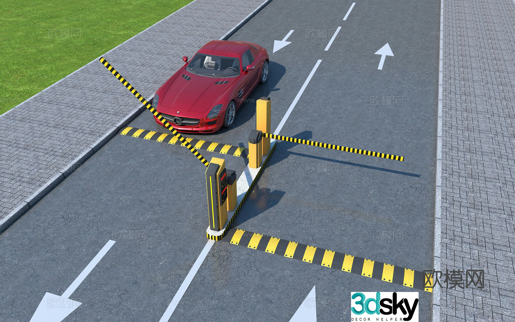 Modern car stall automatic toll machine parking lot card machine 3d model