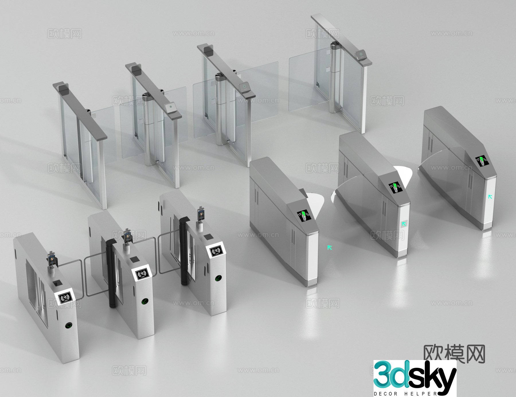 Access control gate sensor door security door 3d model