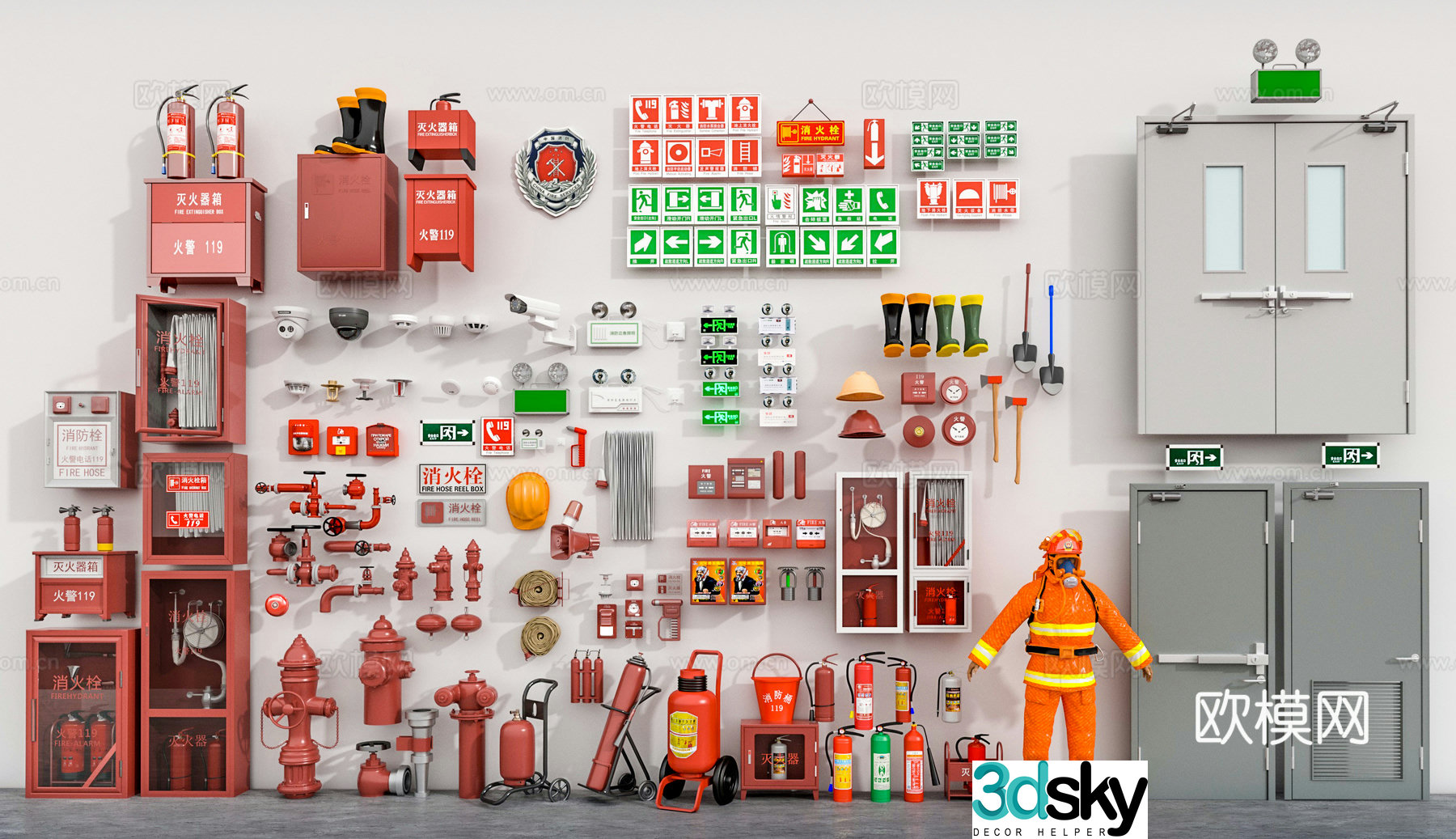 Fire equipment fire extinguisher fire hydrant 3d model