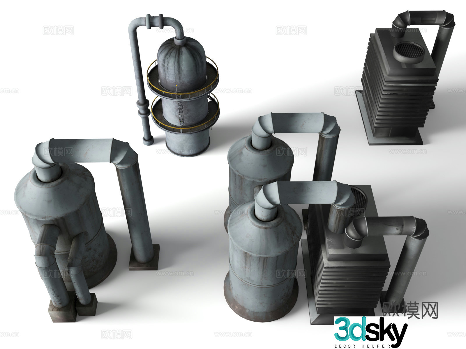 Filter Petroleum Refining Telecommunications Signal Receiving Station Garbage Factory Decay Components Industrial Assets 3D Model