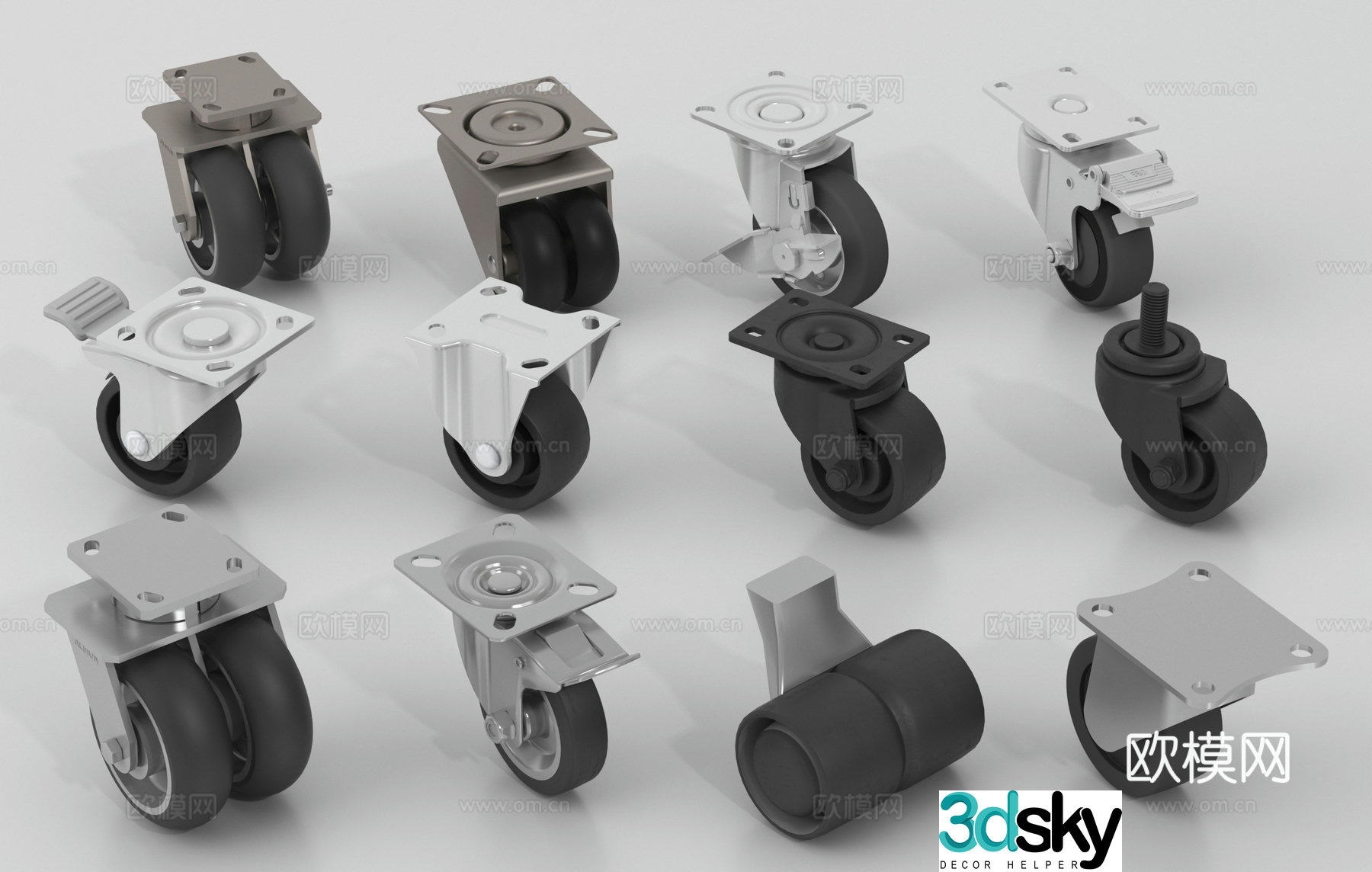 wheel directional wheel universal wheel roller 3d model