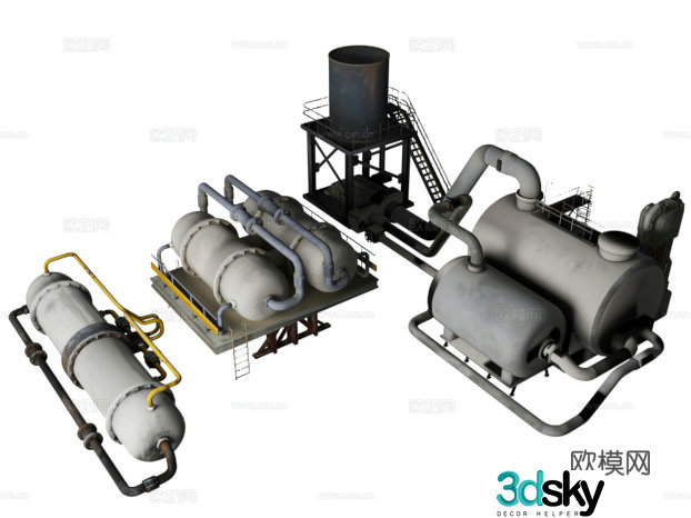 petroleum refining filter industrial assets industrial pipeline 3d model