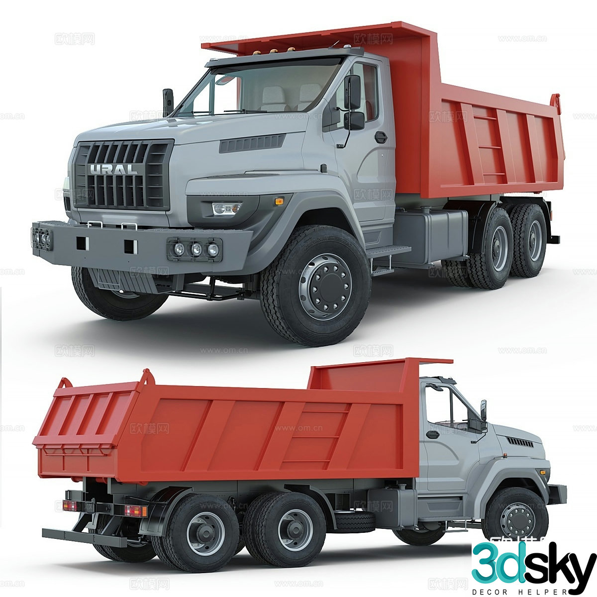 Ural next generation 6x4 dump truck 3d model