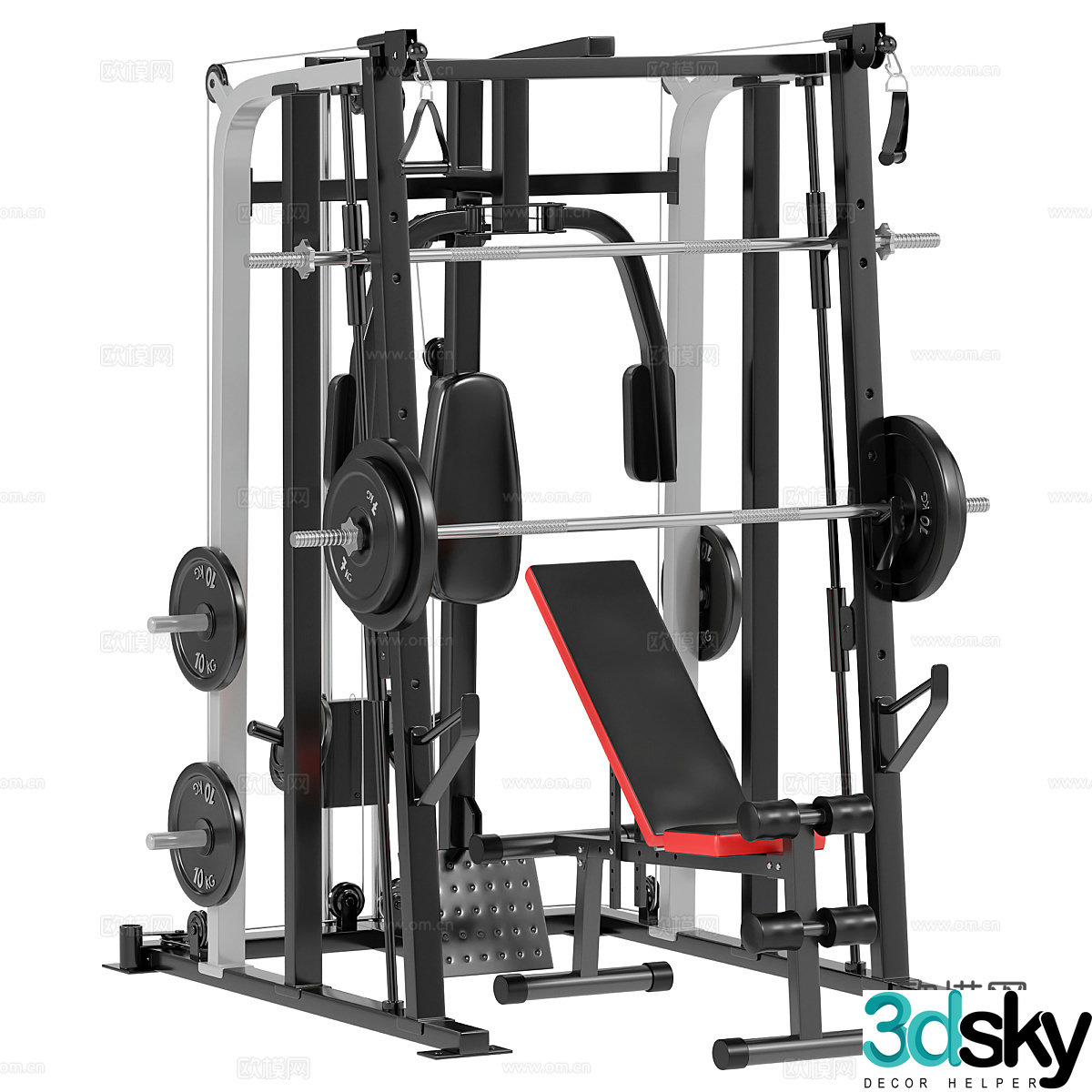 Modern multifunctional strength trainer fitness equipment 3d model