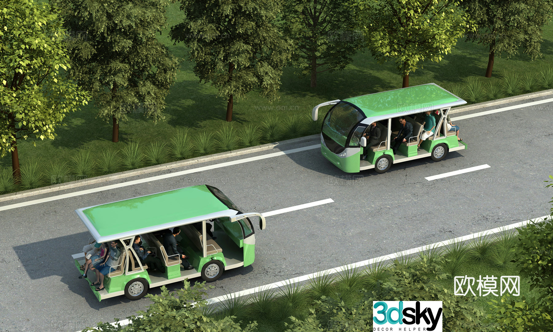 Sightseeing car, tourist car, battery car 3d model