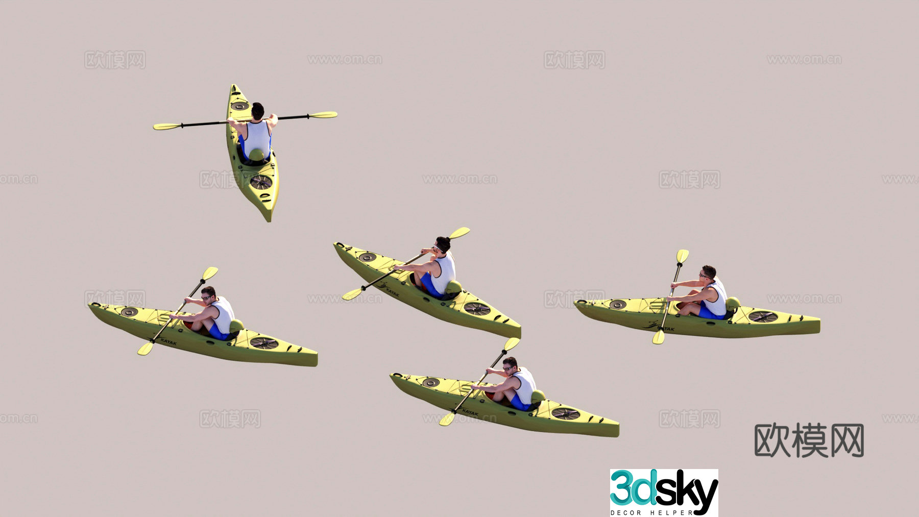 sports figure kayak 3d model