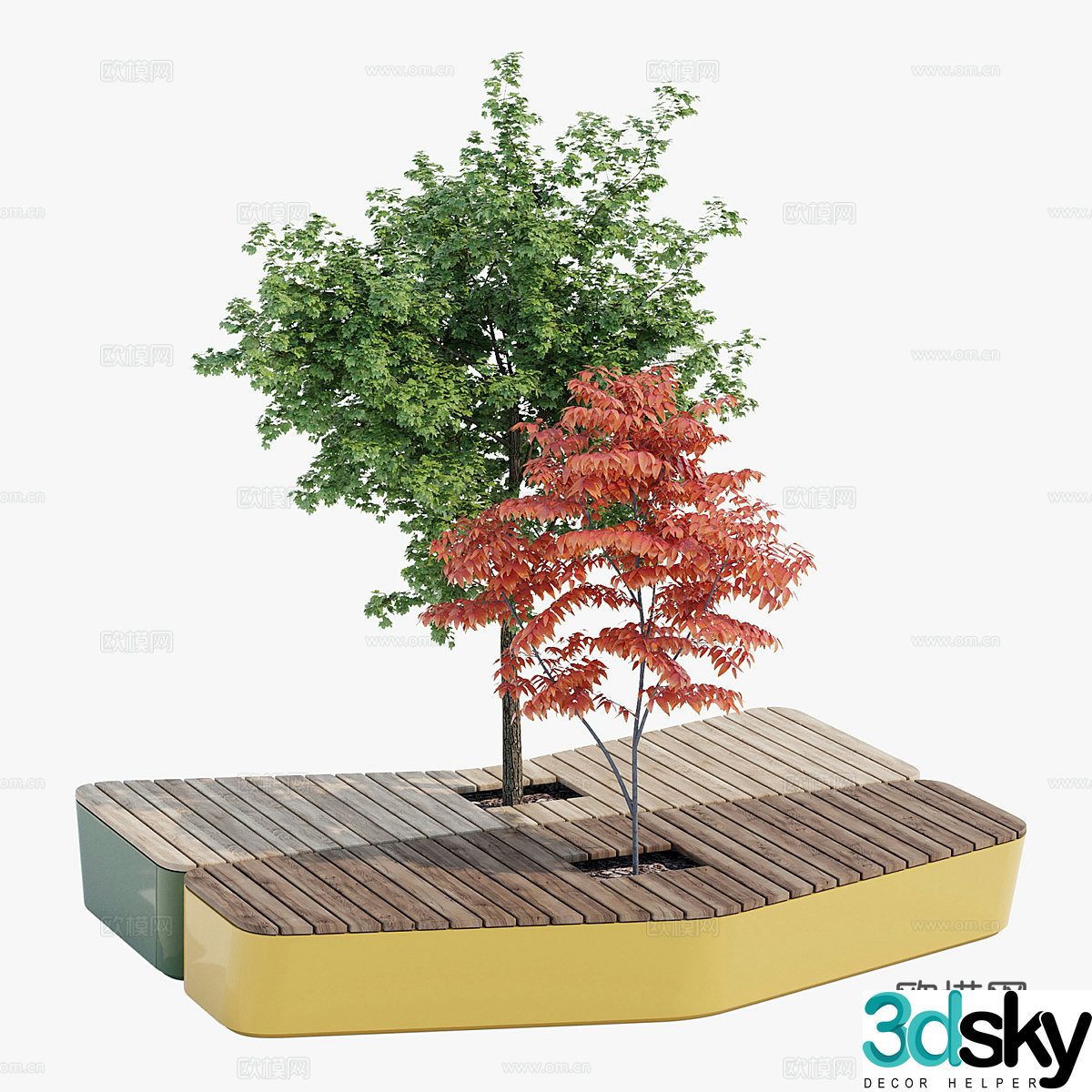 Landscape green plant bench 3d model