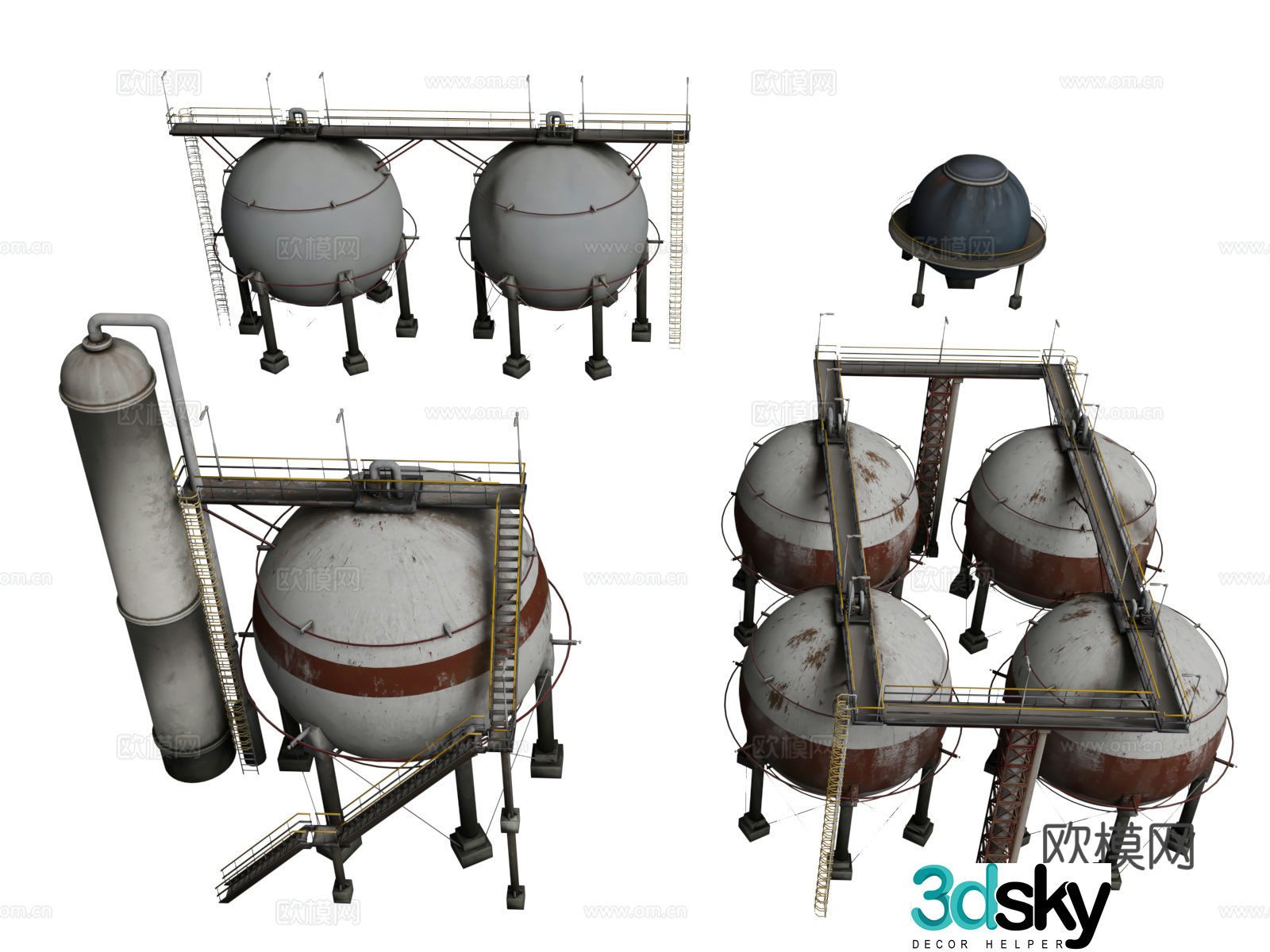 petroleum refining refinery chemical plant filter industrial assets industrial pipeline 3d model