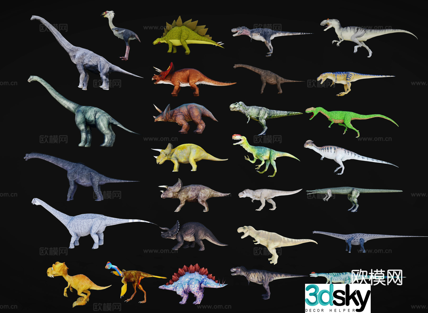 dinosaur tyrannosaurus rex reptile pterosaur brontosaurus velociraptor giraffe velociraptor 3d model