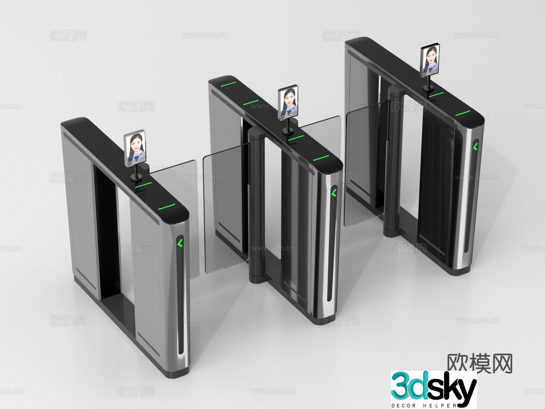 access control gate access control machine gate sensor door gate 3d model