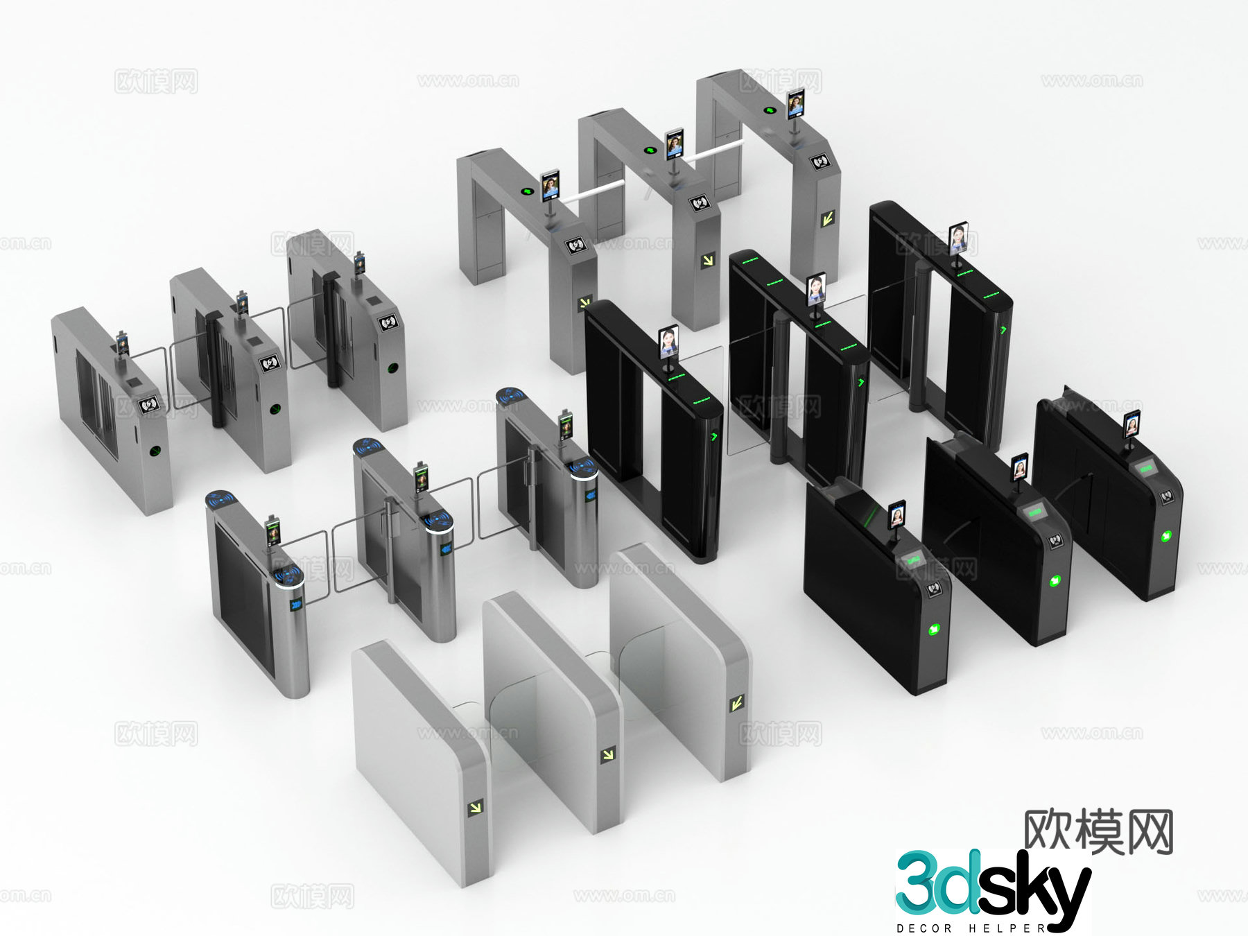access control gate access control machine gate sensor door gate 3d model
