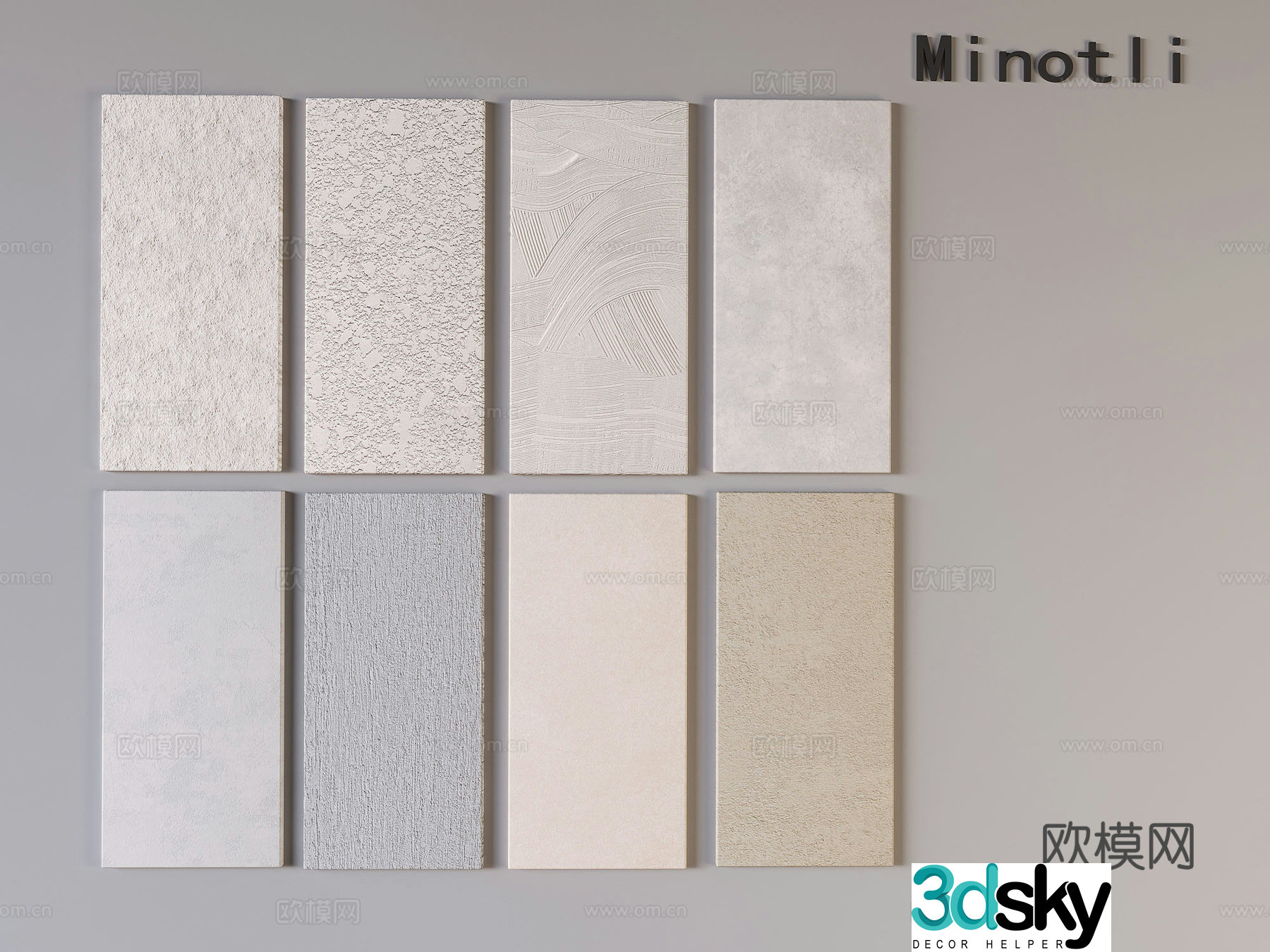 Modern home floor tile combination 3d model