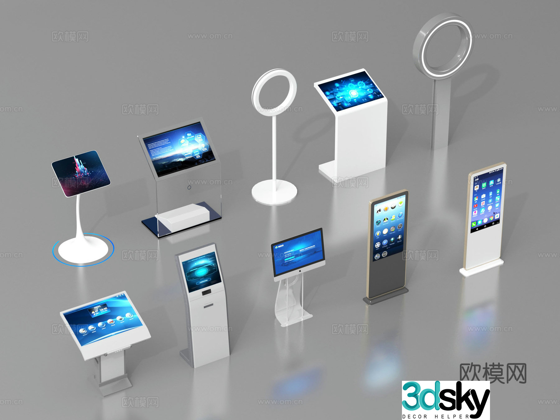 Modern all-in-one machine, technology exhibition hall all-in-one machine, interactive screen, self-service machine, display screen 3D model