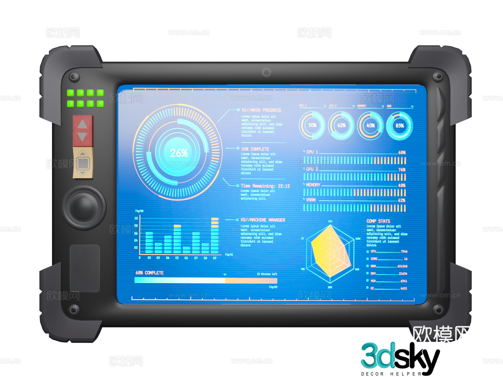 sci-fi touchpad modern touchpad tablet 3d model