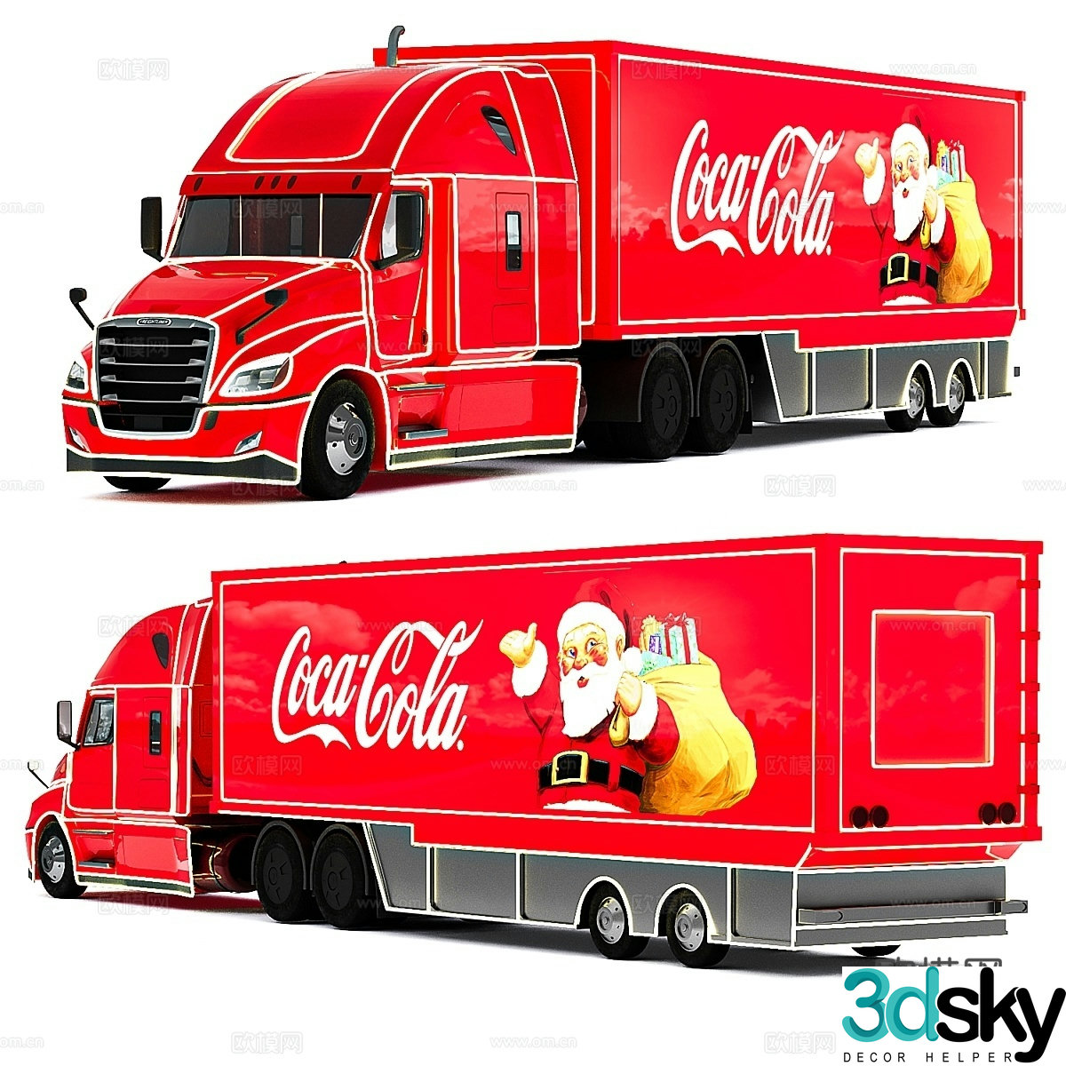 Freightliner Cascadia Santa Truck 3d model