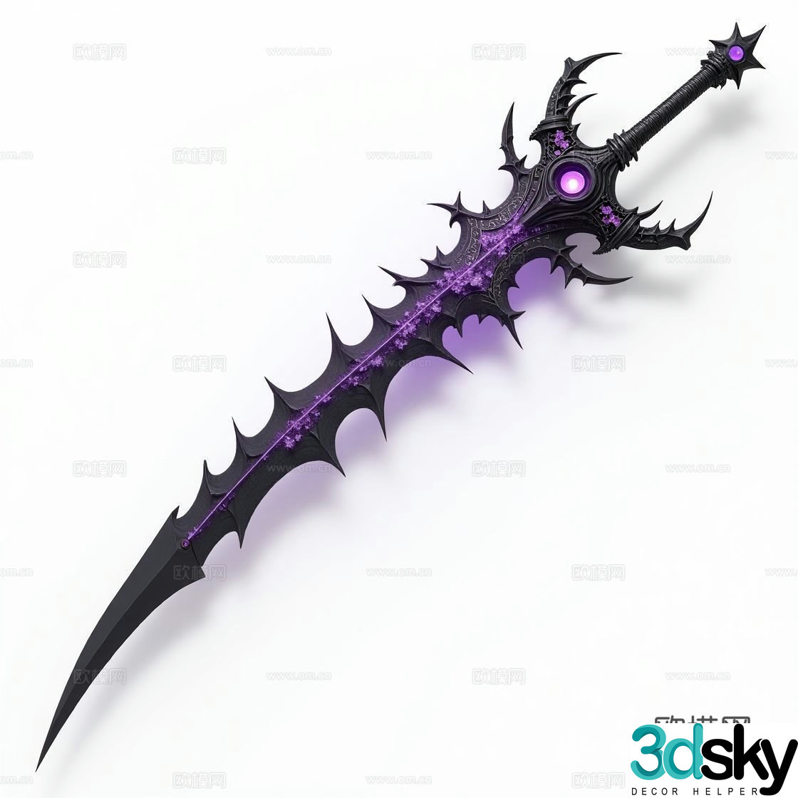 Game Animation Prop Weapon Purple Dark Great Sword 3D Model