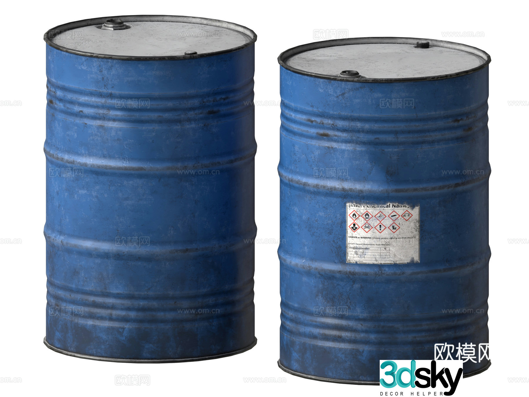 Modern industrial iron barrel oil barrel 3d model