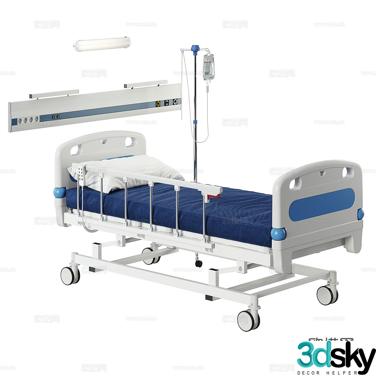 Modern medical hospital bed 3d model