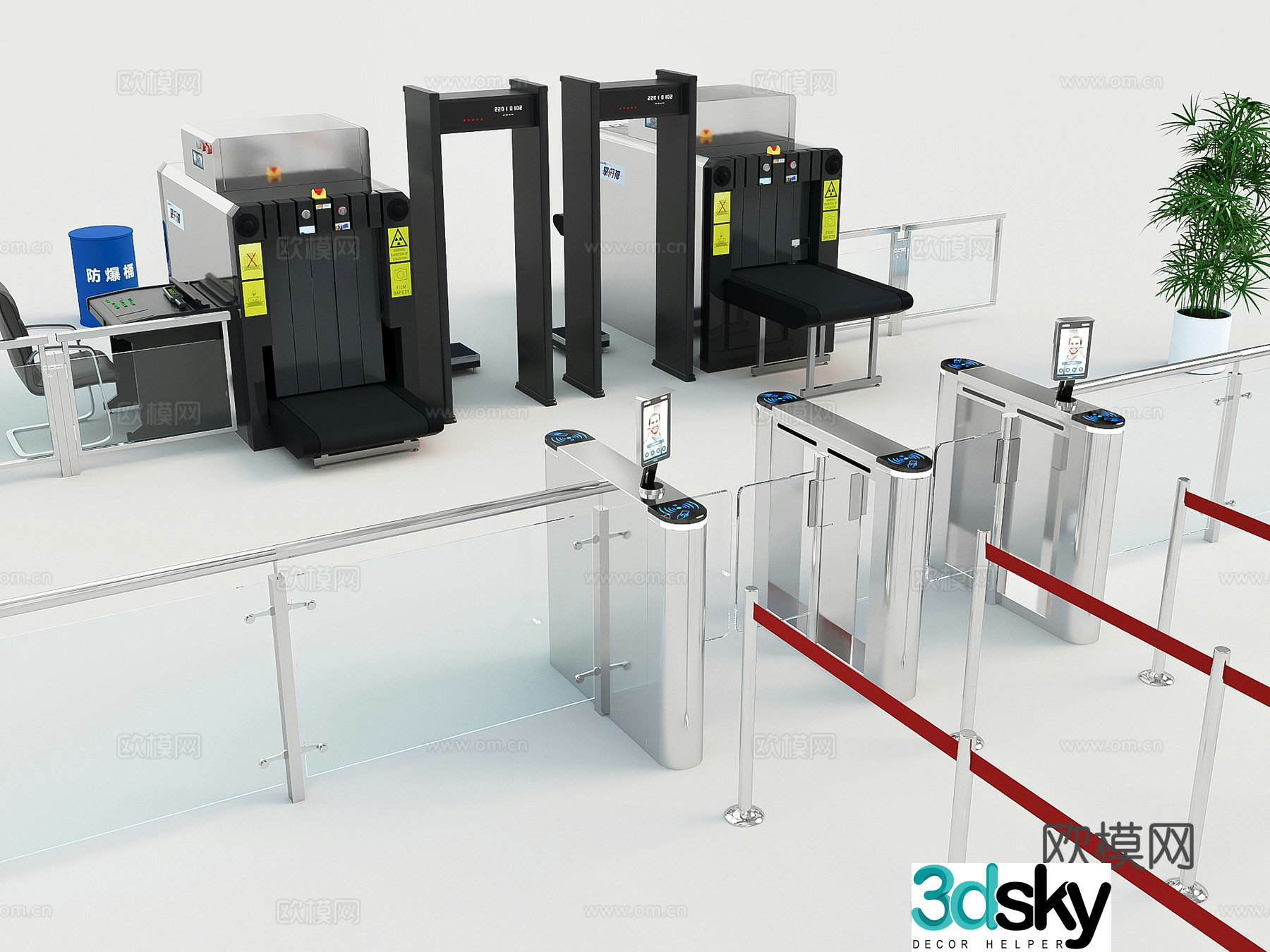 Gate, Security Check, Access Control Gate 3D model