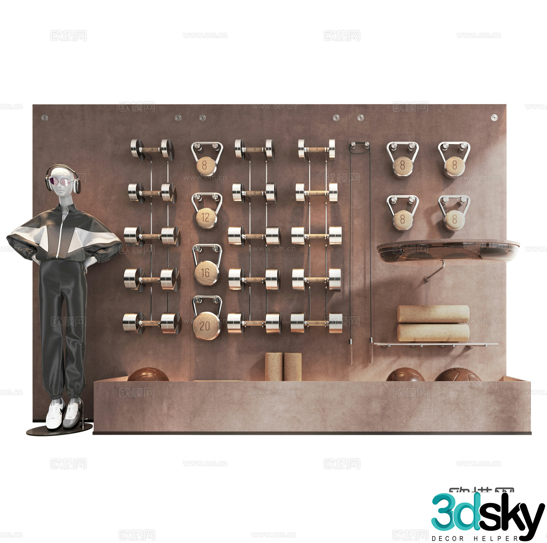Modern fitness equipment 3d model