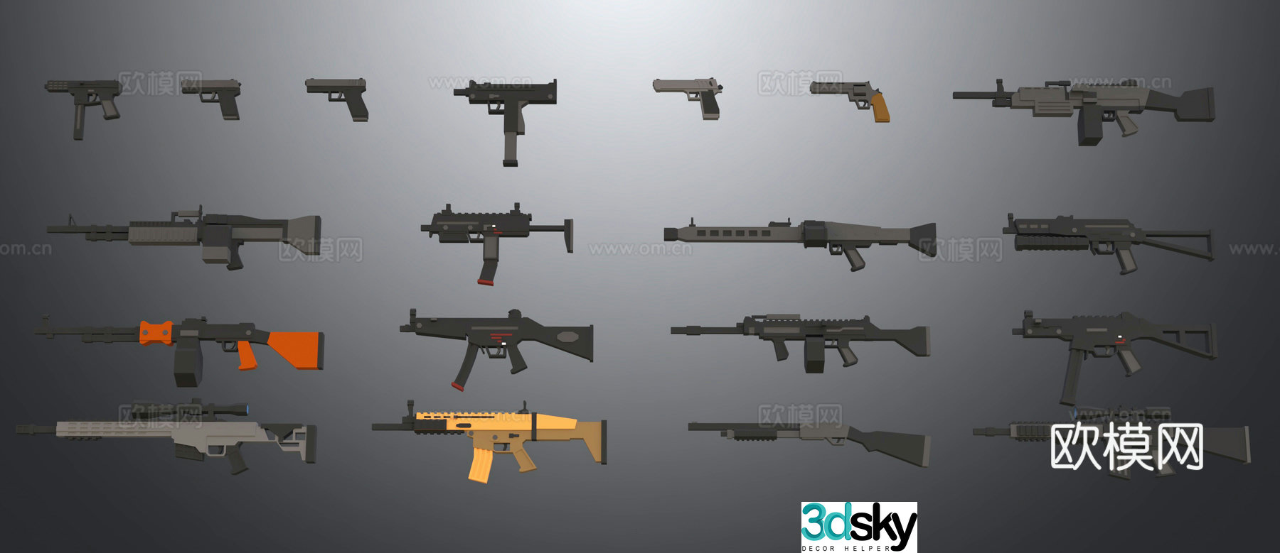 firearms arsenal machine gun ak sniper rifle scope arms ammunition 3d model
