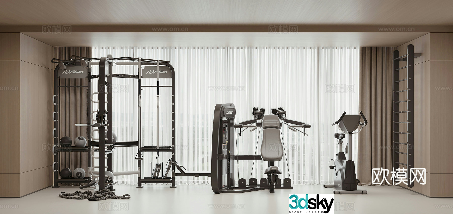 Modern fitness equipment 3d model