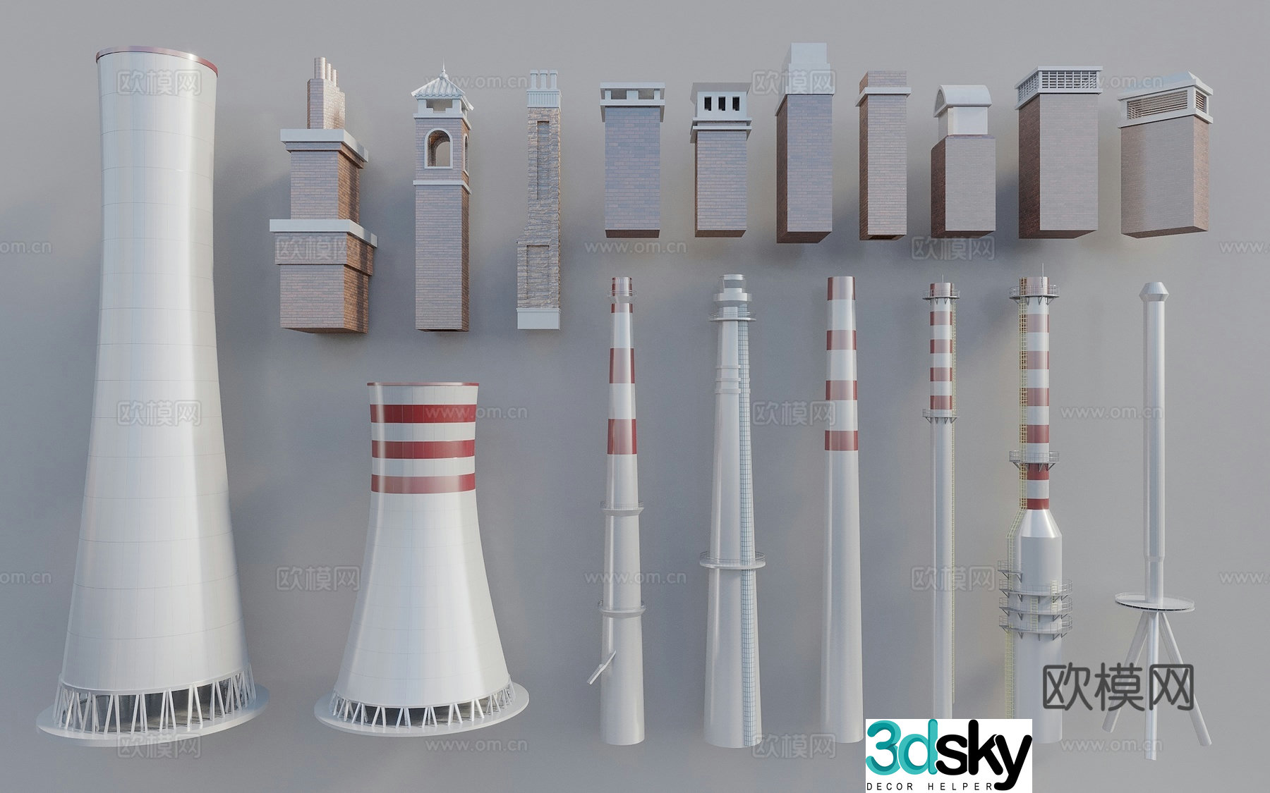 Industrial equipment chimney cooling tower commercial chimney self-built house chimney 3d model