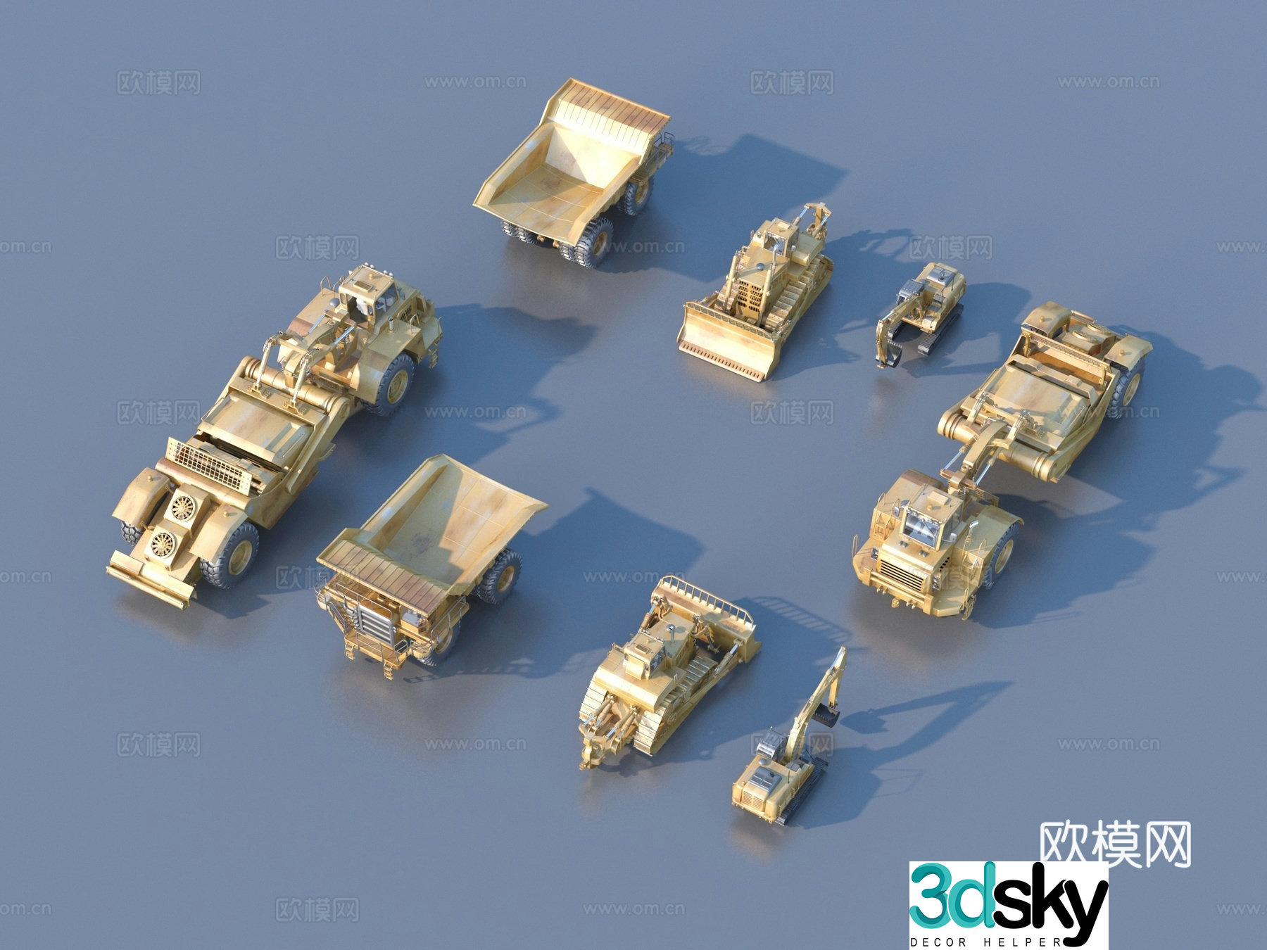 Engineering vehicle excavator paver forklift 3d model