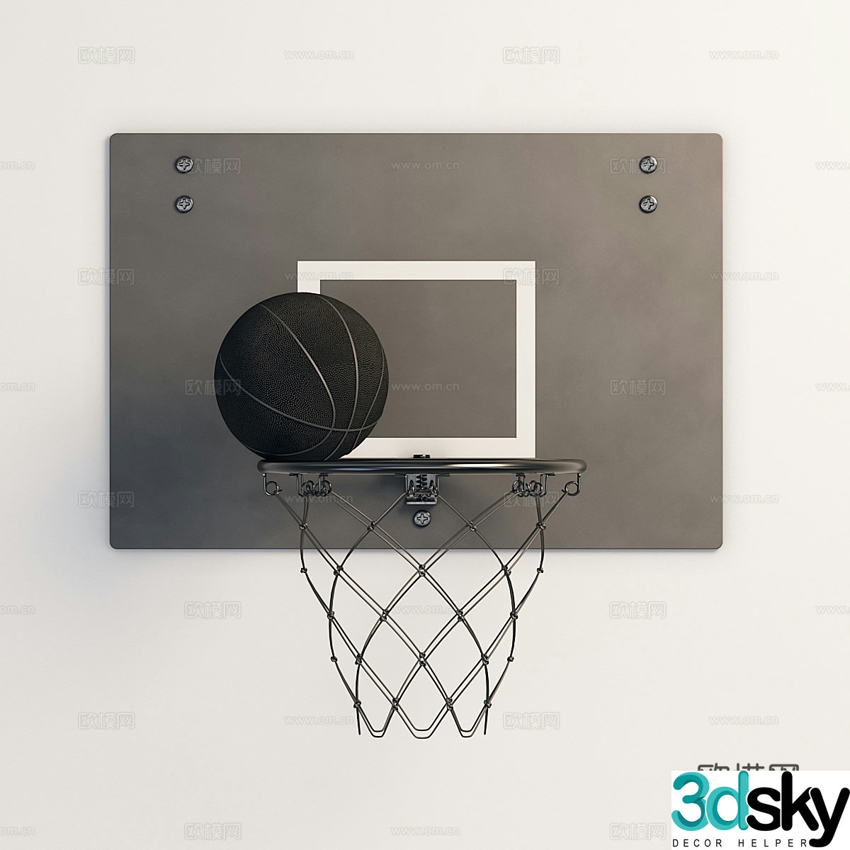 SPANST basketball stand and basketball (IKEA) 3d model