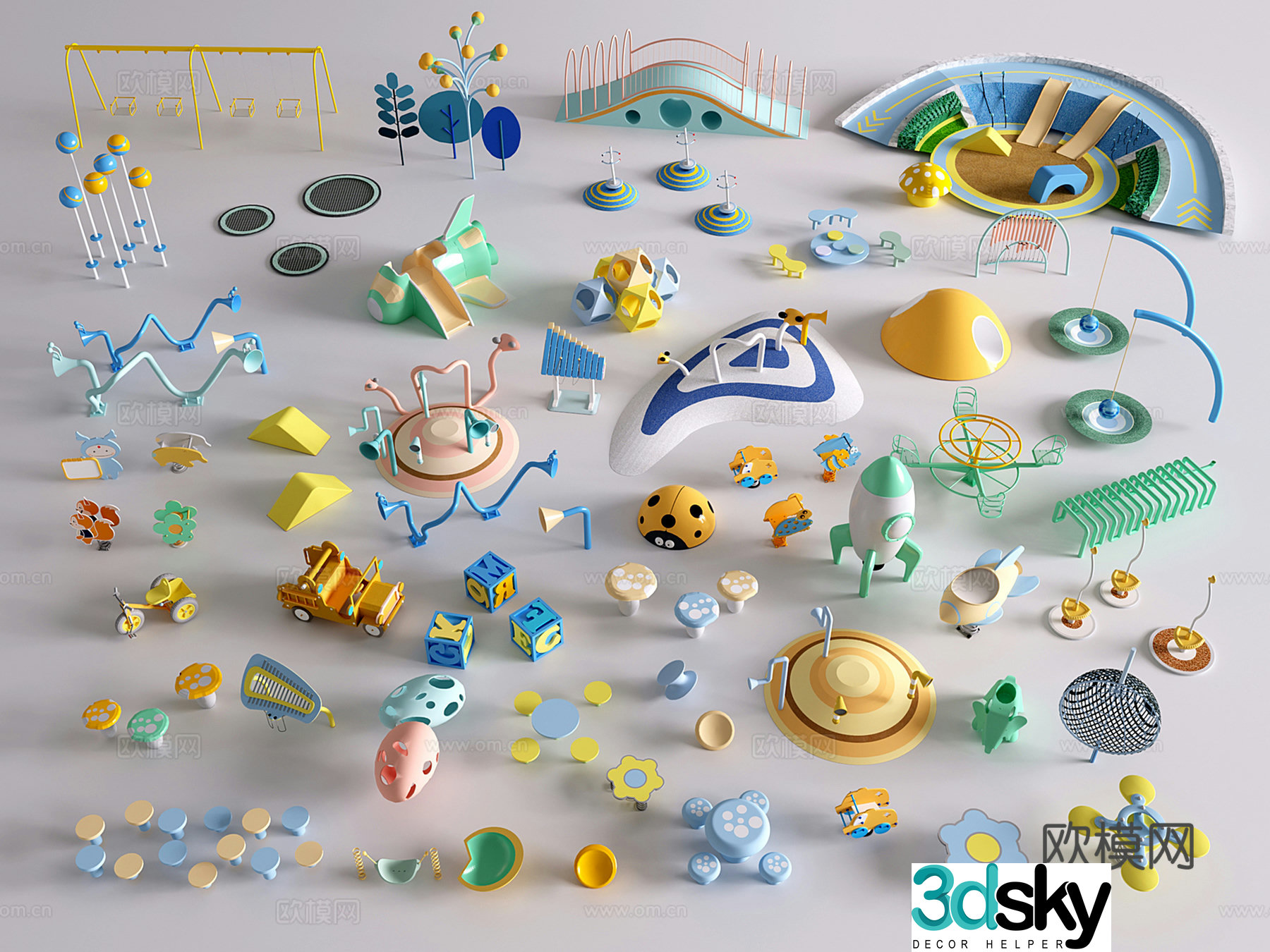 Modern children's amusement facilities, children's outdoor entertainment equipment, children's equipment combinations, children's amusement equipment 3D model