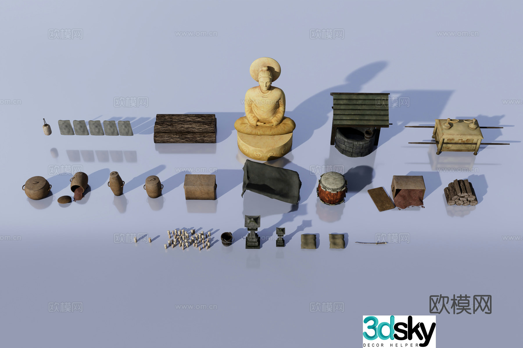 Temple items props 3d model