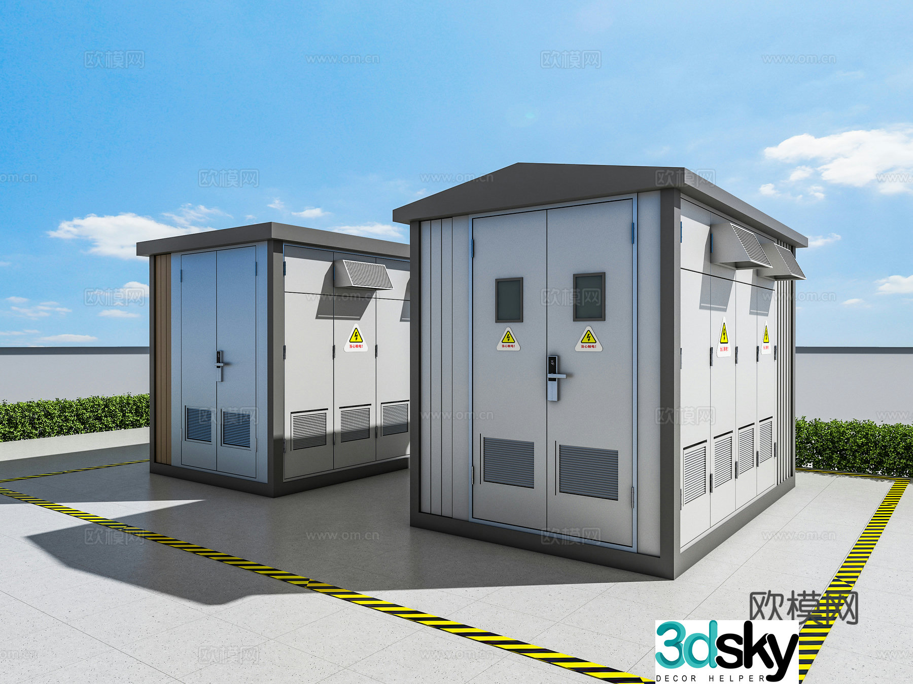 Modern box transformer transformer distribution room 3D model