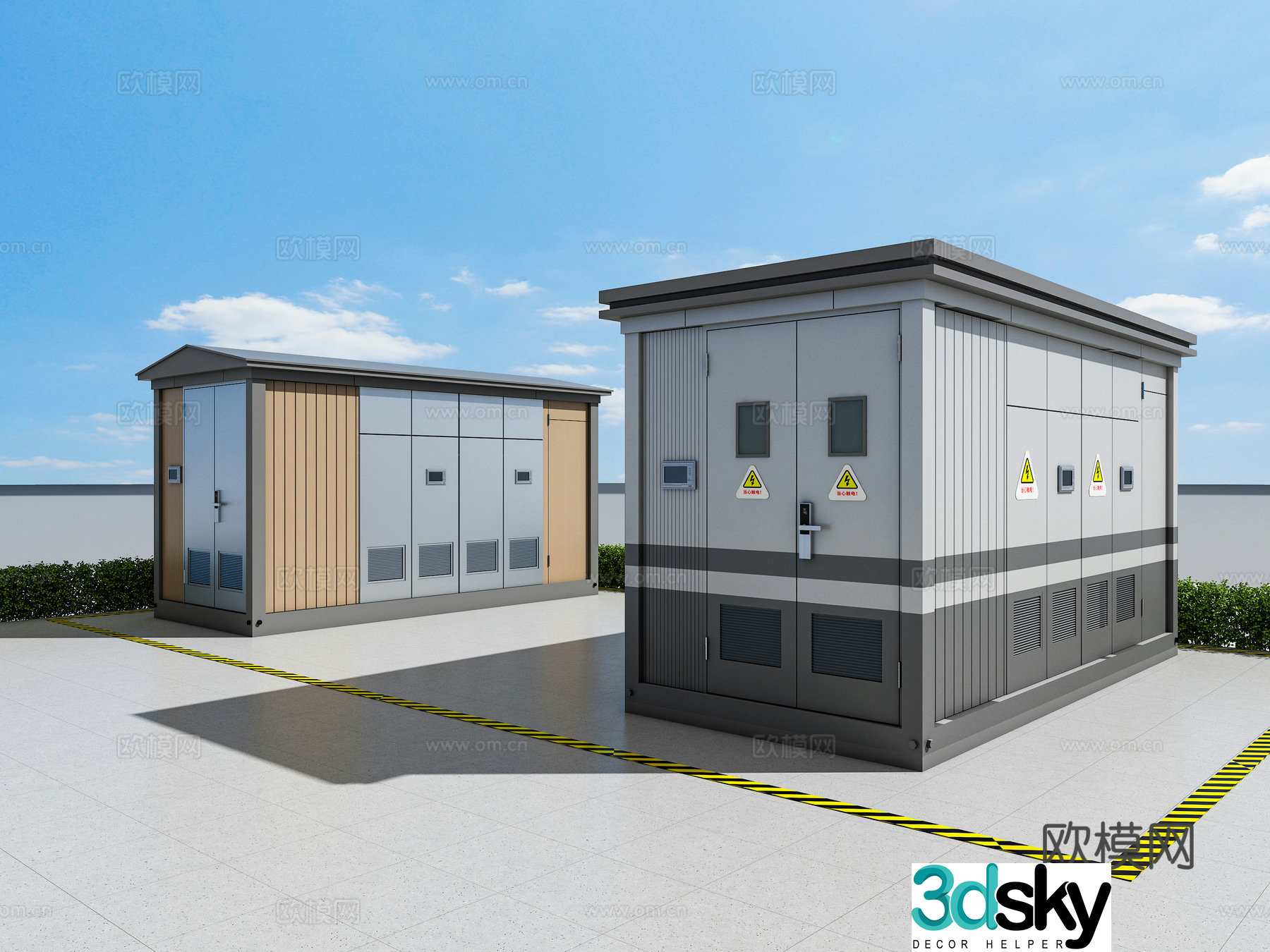 Modern box transformer, distribution room, transformer room, electrical box 3D model