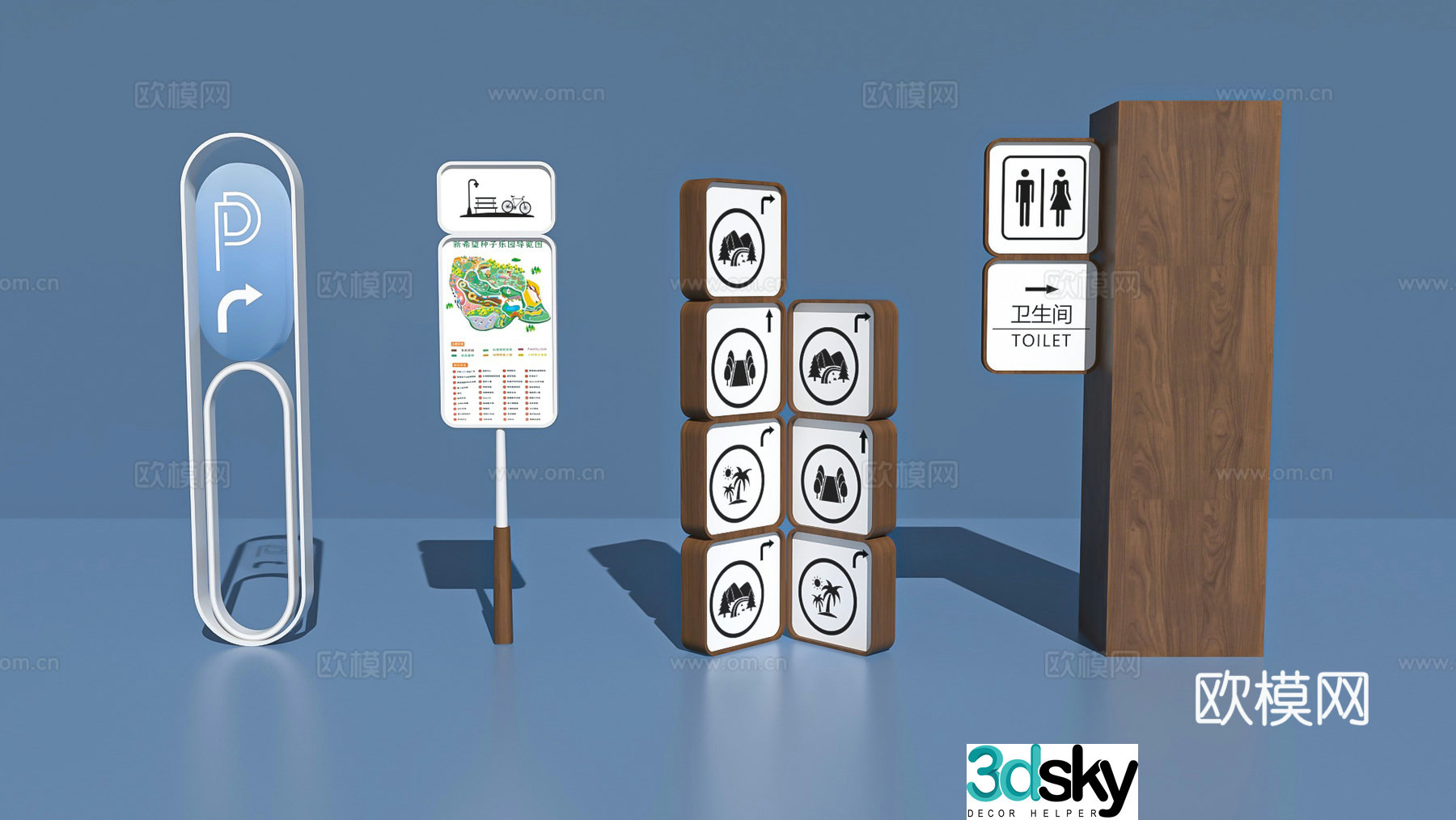 guide sign billboard sign 3d model