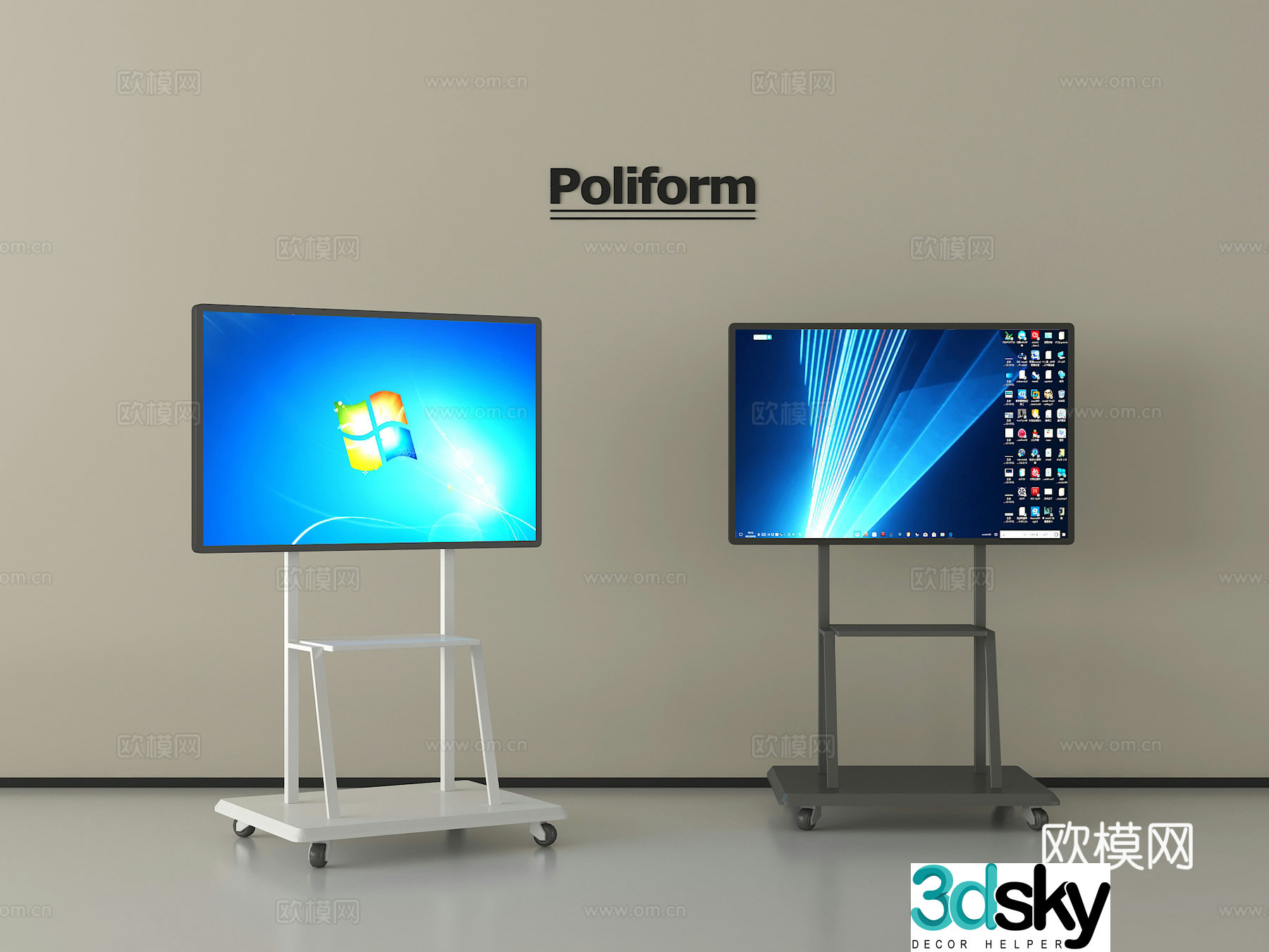 modern mobile tv conference tv display 3d model