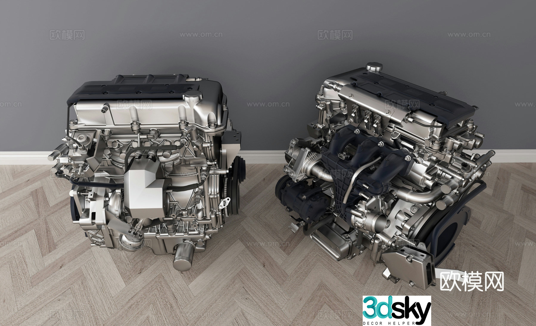 Modern style engine supercar engine car engine 3d model