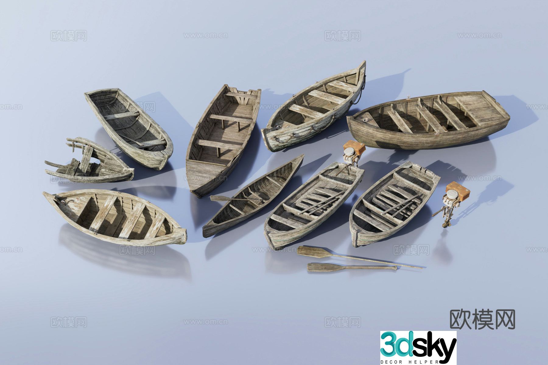 Old wooden boat 3d model