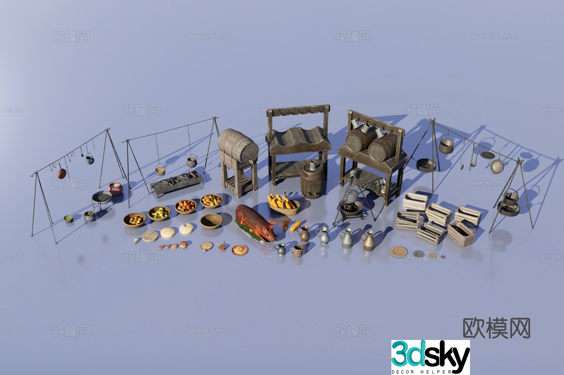 Medieval market items 3d model