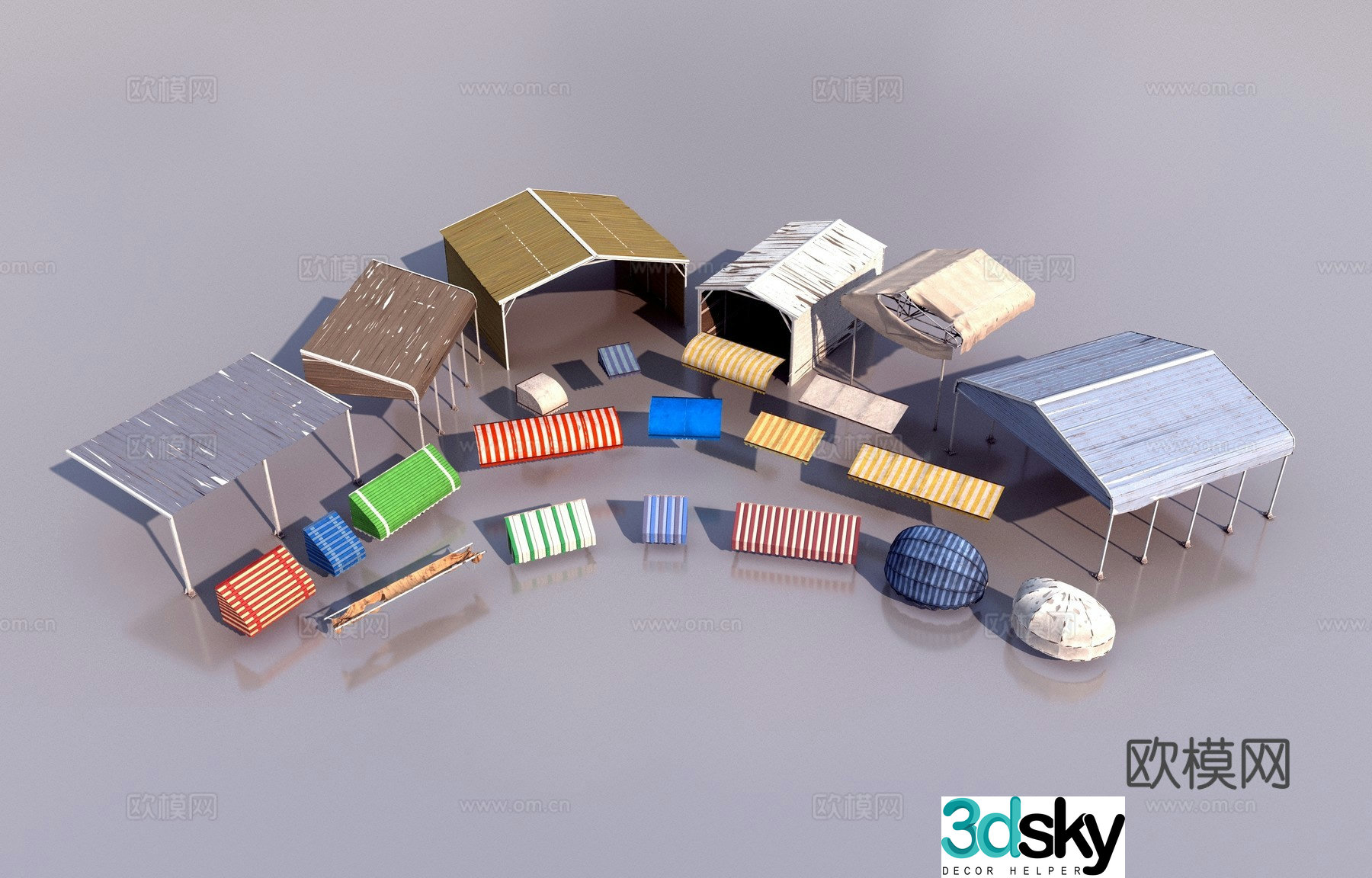 Tent and canopy combination 3d model
