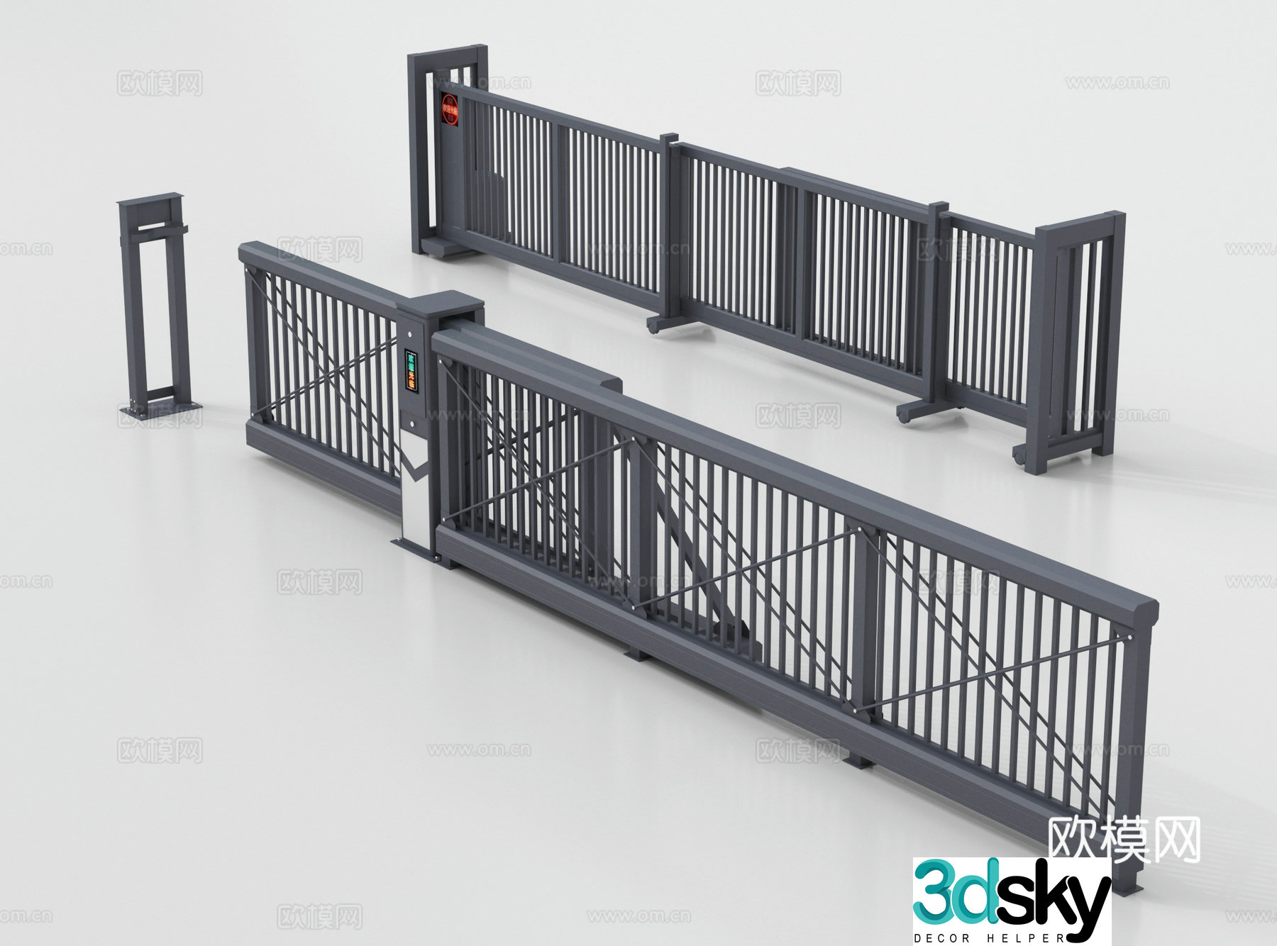 Modern gate railing gate 3d model