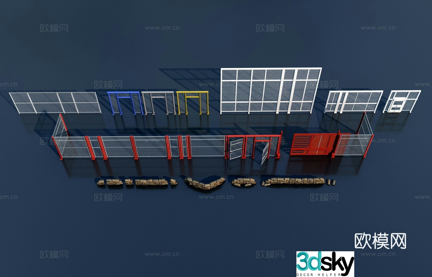 Industrial protective net fence 3d model