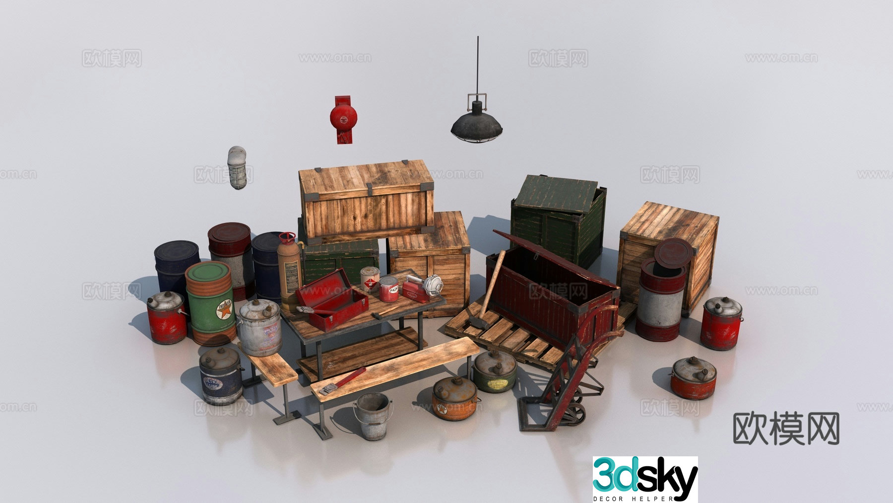 Retro industrial items 3d model